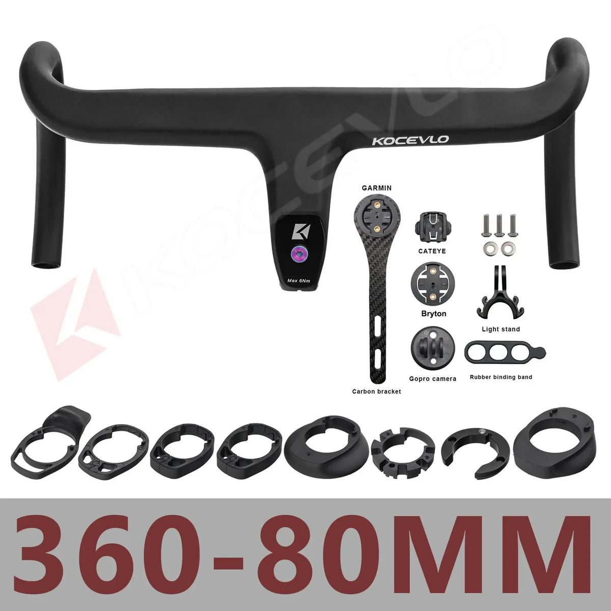 KOCEVLO Carbon Fiber Road Bike Handlebar - Integrated Internal Cable Routing Drop Bar with Computer Mount and Washers
