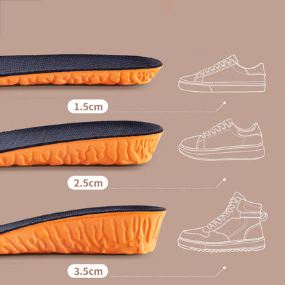 1.5-3.5cm Invisible Height Increase Sport Insoles — Orange EVA Memory Foam Shoe Pads for Men’s Comfort & Foot Care