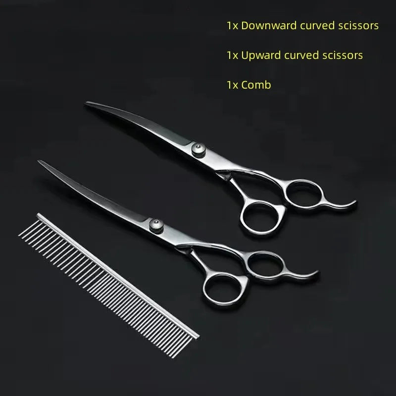 Pet Grooming Scissors Set – Professional Dog Hair Trimming Tools, Bent Scissors & Clippers for Teddy Haircuts