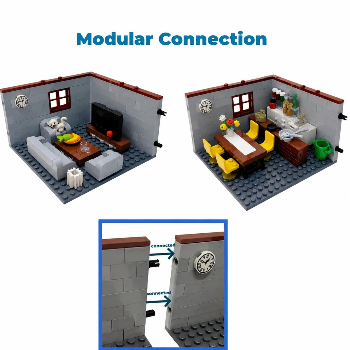 City House Building Blocks Set - DIY MOC Bricks with Bedroom & Living Room Furniture for Kids' Creative Play