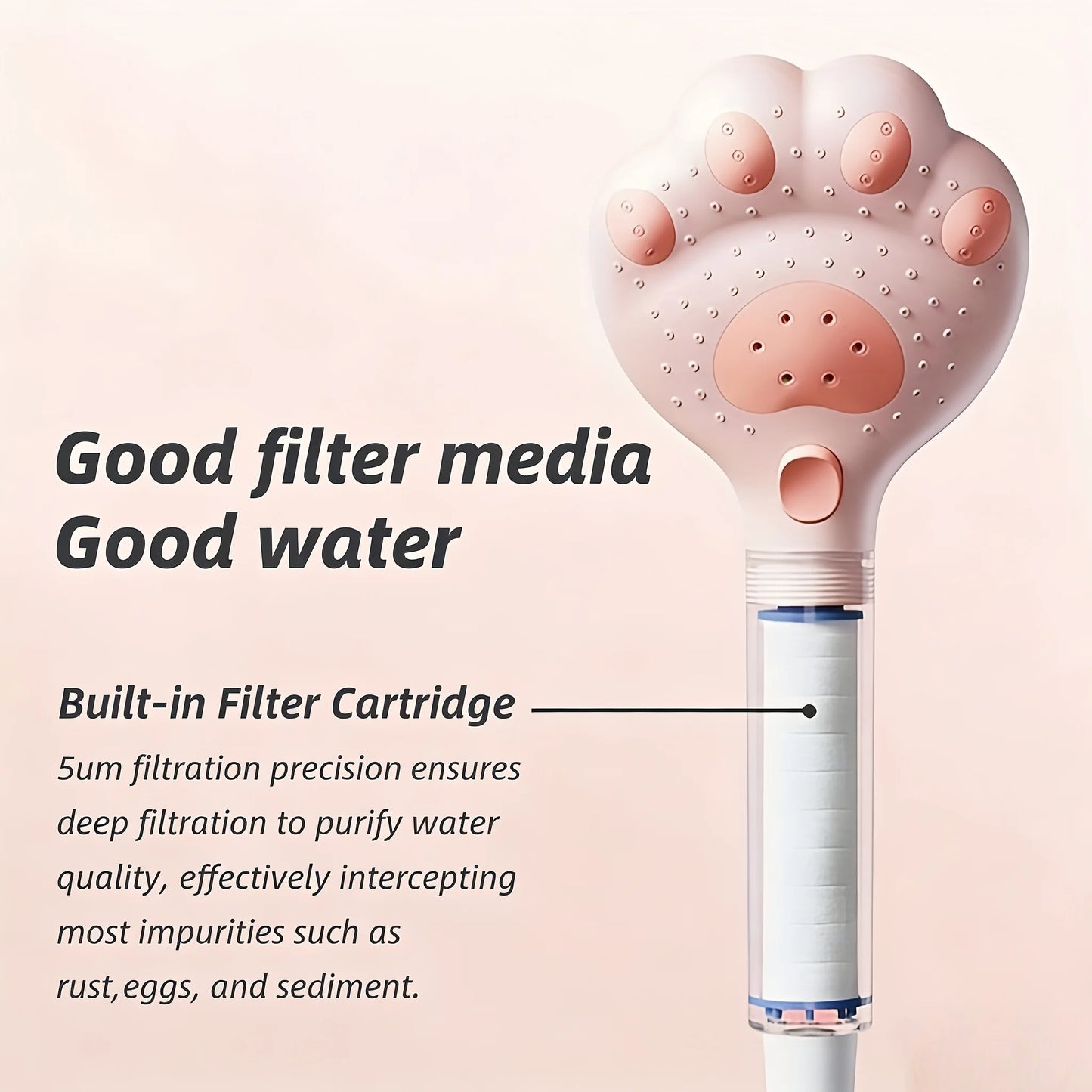 High Pressure Cat Paw Shower Head - 3-Mode Adjustable Filter Water-Saving Bathroom Faucet
