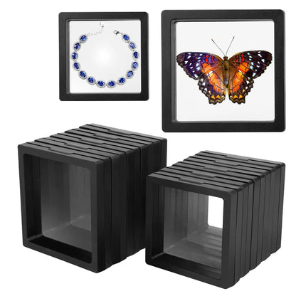 10-Pack 3D Floating Frame Display Stand – Transparent Jewelry Storage Case