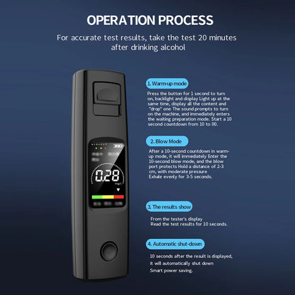 Professional High Sensitivity Breathalyzer - Non-Contact Alcohol Tester with Type-C Charging, Portable Alcoholometer