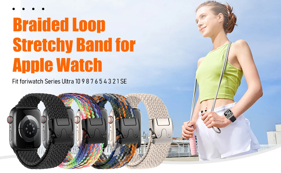 Parachute Braided Strap for Apple Watch – Compatible with 46mm, 45mm, 44mm, 41mm, Series 10/9/8, SE, Ultra 2, 49mm