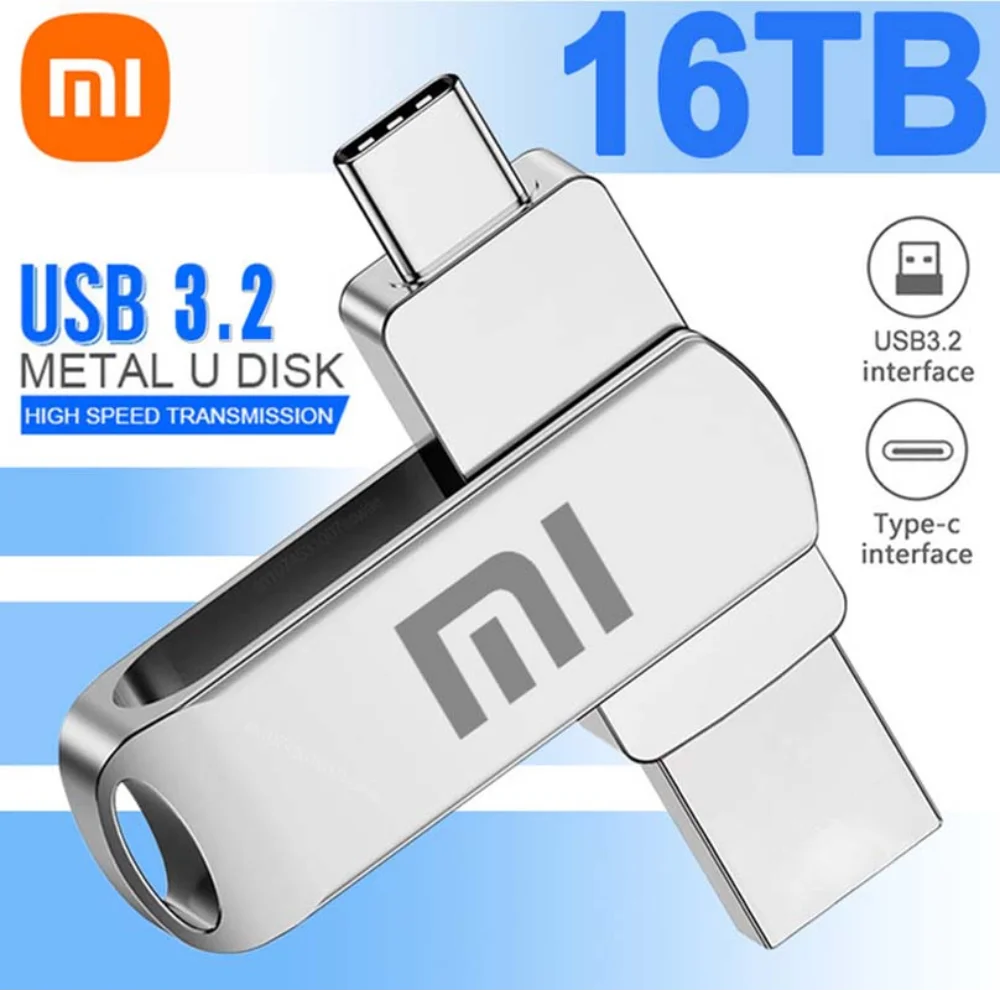 Xiaomi 16TB USB 3.2 Flash Drive — High-Speed Waterproof Type-C 2-in-1 Storage for Mobile & PC