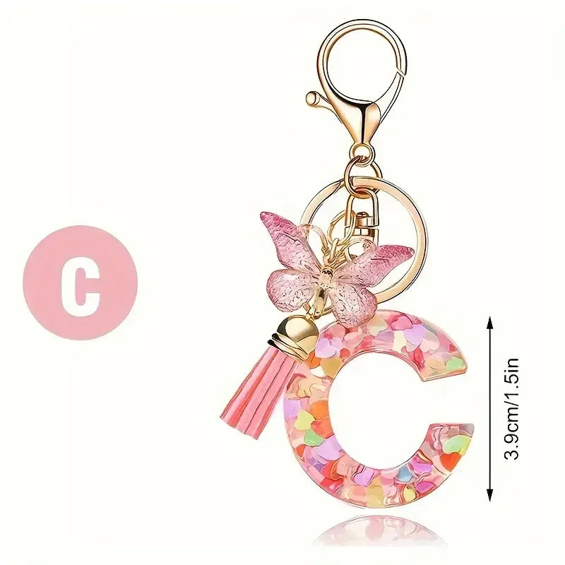 A-Z Letter Keychain - Personalized Metal Initial Pendant for Women, Car Keys & Bag Accessories