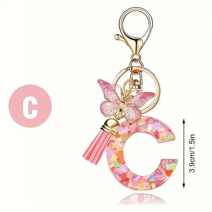 A-Z Letter Keychain - Personalized Metal Initial Pendant for Women, Car Keys & Bag Accessories
