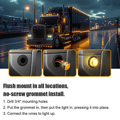 10PCS Strobe LED Side Marker Lights – 12-24V Clearance Indicator for Cars, Trucks, Trailers & RVs