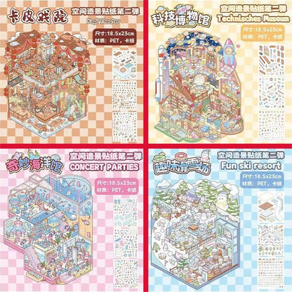 DIY Plus Size 3D Treasure Box World Landscape Stickers - Pocket Cabin Scene | Creative Gift for Kids