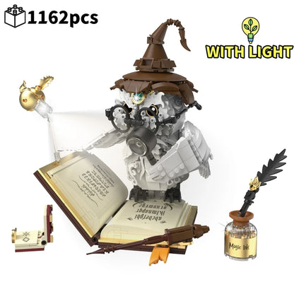Magical World Owl Doctor Building Blocks — Magic Book & Light Animal Bird Model Toy for Boys, Kids’ Assembly & Christmas Gift