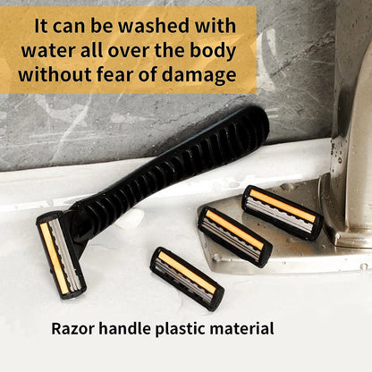 3-Layer Stainless Steel Manual Razor for Men – Washable Travel & Home Shaver for Daily Face Care
