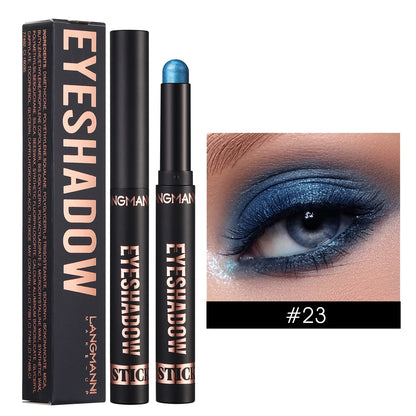 LANGMANNI 16-Color Pearl Waterproof Eyeshadow Stick – Long-Lasting Color & Face Highlight