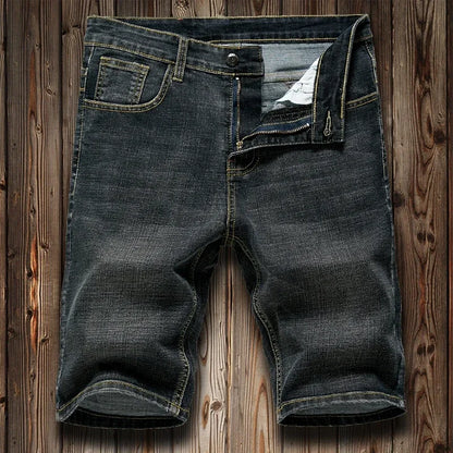 Men's Denim Shorts - 2026 Summer Stretch Slim Straight Jean Shorts in Dark Blue