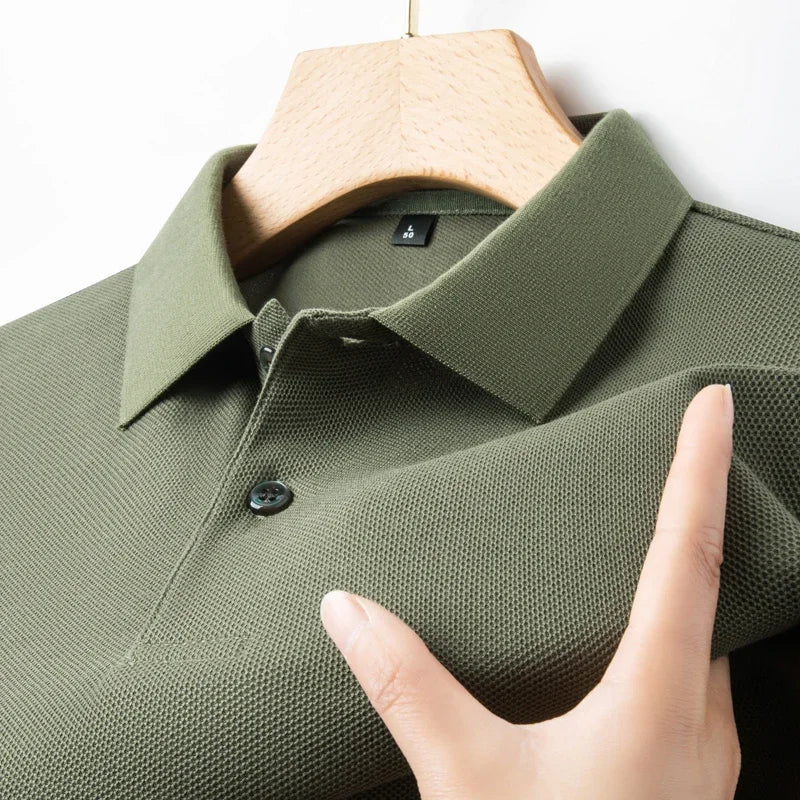 Men's 100% Cotton Polo Shirt - Breathable Summer Golf & Business Casual Tee with Silk-Like Finish