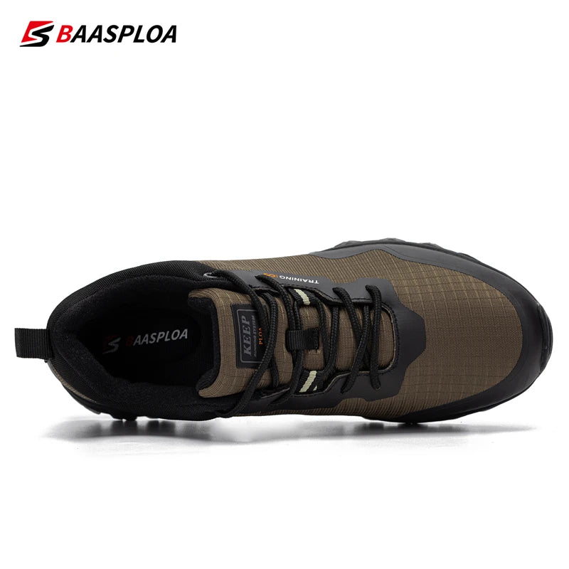 Baasploa Men's Waterproof Hiking Shoes – Anti-Skid, Wear-Resistant Outdoor Sneakers for Travel & Sports