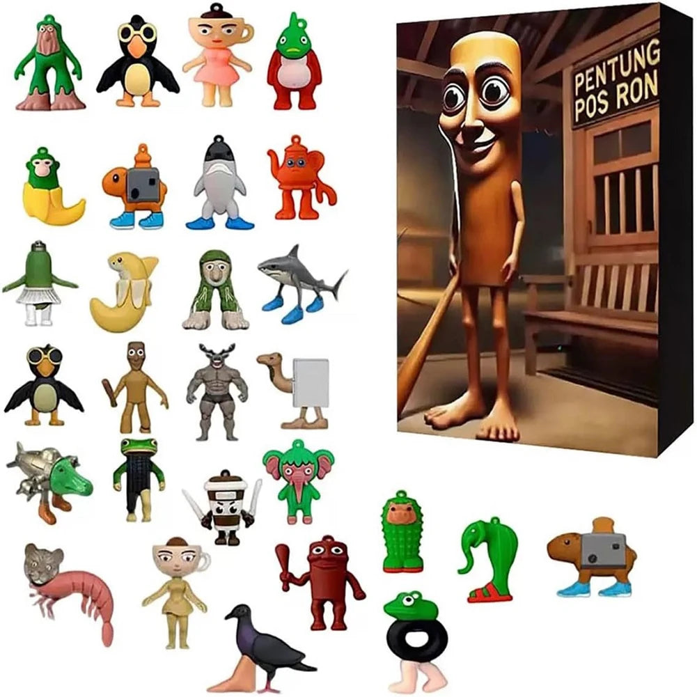24-Day Advent Calendar – Cartoon Character Collectible Silicone Mini Figures & Surprise Ornaments Gift