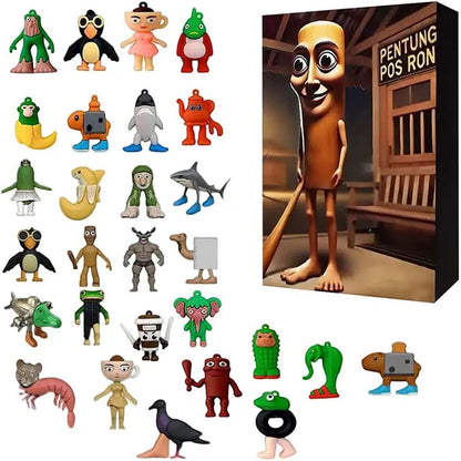 24-Day Advent Calendar – Cartoon Character Collectible Silicone Mini Figures & Surprise Ornaments Gift