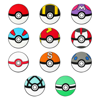 11-Piece Cartoon Monster Ball Enamel Pin Set - Round Lapel Brooches for Backpacks, Clothing & Creative Gifts