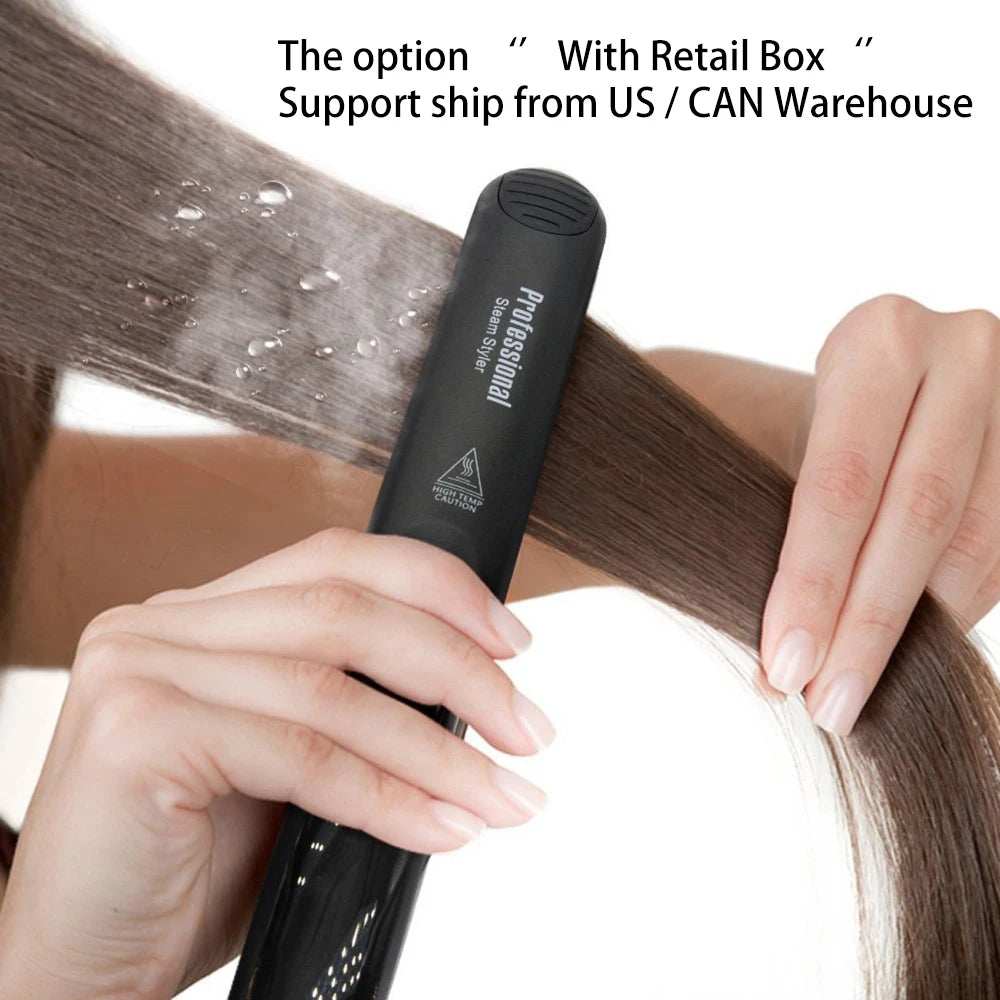 Professional Steam Hair Straightener – Ceramic Vapor Flat Iron, 450℉ Heat with Argan Oil Treatment for Hair Care