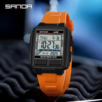 SANDA 2212 Men’s Digital Sports Watch - Multifunction Alarm, Luminous, Waterproof & Shockproof Wristwatch
