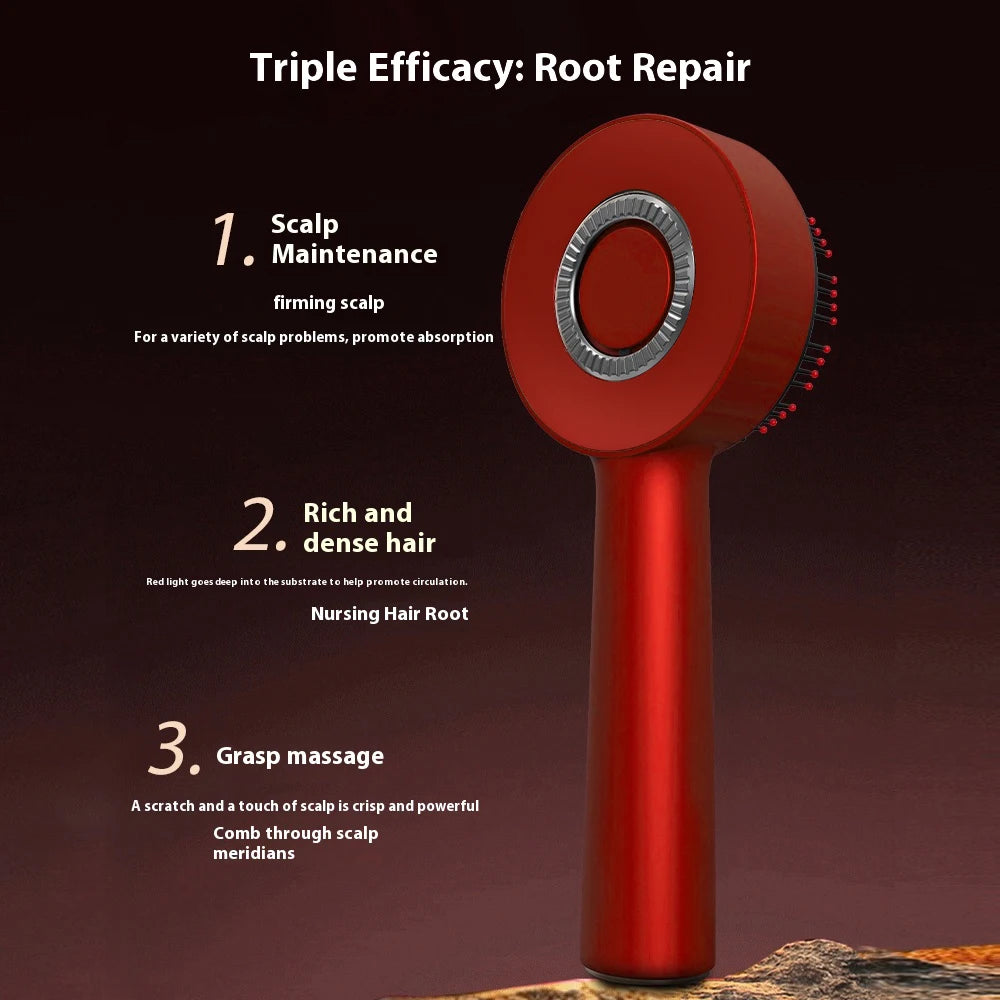 Electric Vibration Massage Comb – Red Light Therapy Scalp Brush with Hair Growth Massage & Anti Hair Loss Oil Applicator