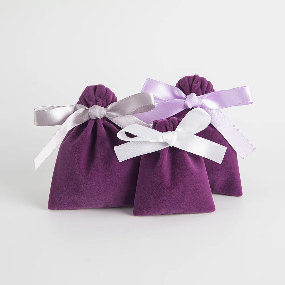 10PCS Purple Velvet Drawstring Bags — Jewelry Gift & Candy Storage Pouches