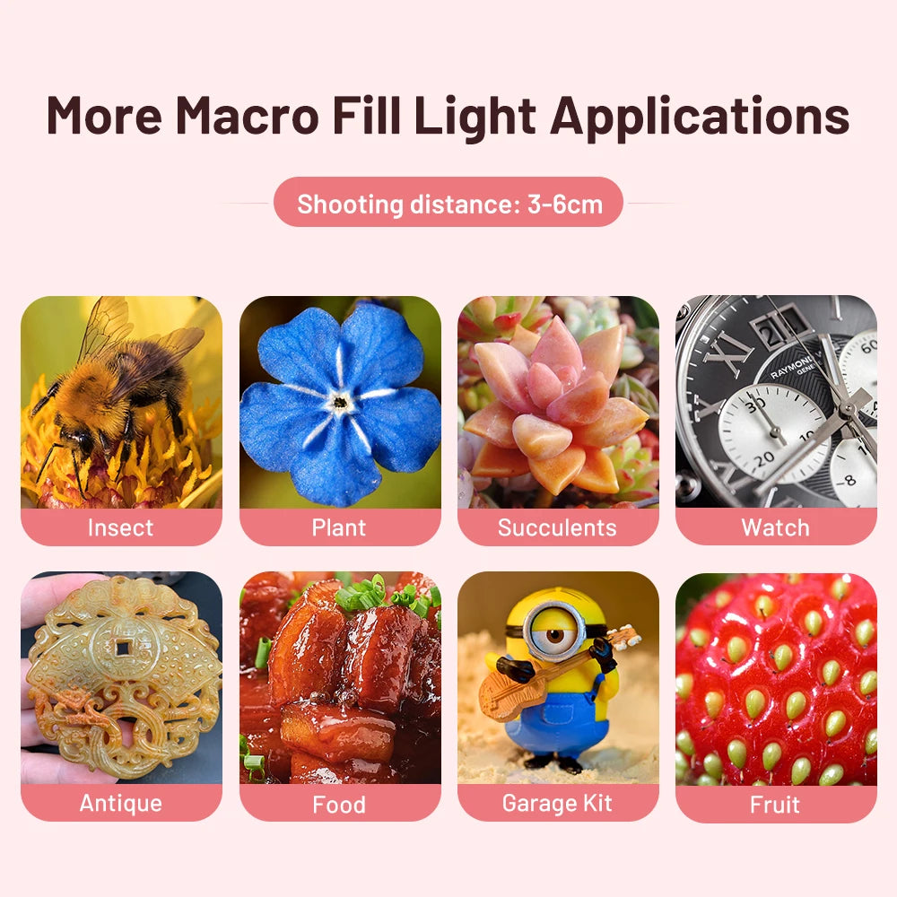 APEXEL 4K HD 15X Macro Lens Kit with LED Fill Light for iPhone, Samsung & All Smartphones