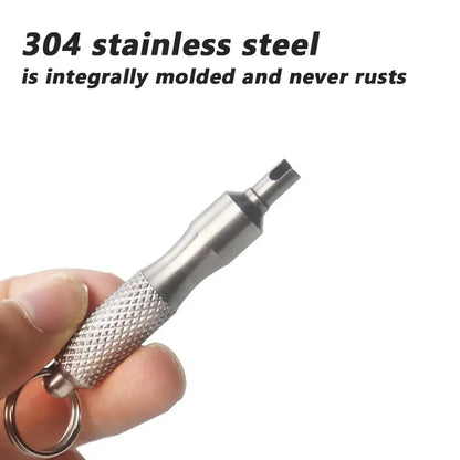 Universal Stainless Steel Tire Valve Core Remover Tool – Anti-Rust Screwdriver with Key Ring & Valve Wrench