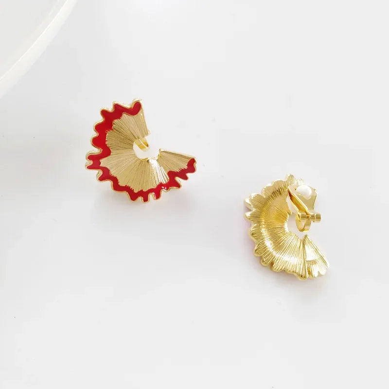 Irregular Geometric Alloy Clip-On Earrings - No-Piercing Punk Style Statement Jewelry for Women