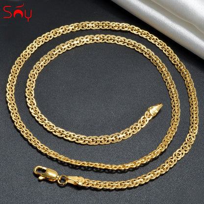 18K Gold Plated Link Chain Necklace – 5mm Cross Choker for Men & Women, Classic Daily Wear, Wedding & Party Gift