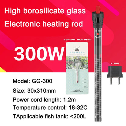 25W-300W Fish Tank Aquarium Heating Rod - Quartz Glass with Digital Display & Automatic Thermostat for Aquariums