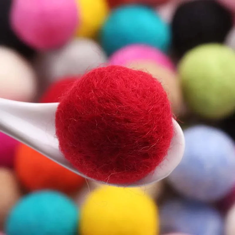 Round Wool Felt Balls - 20mm Mixed Color Pom Poms for DIY Crafts Home Decoration 10pcs Pack