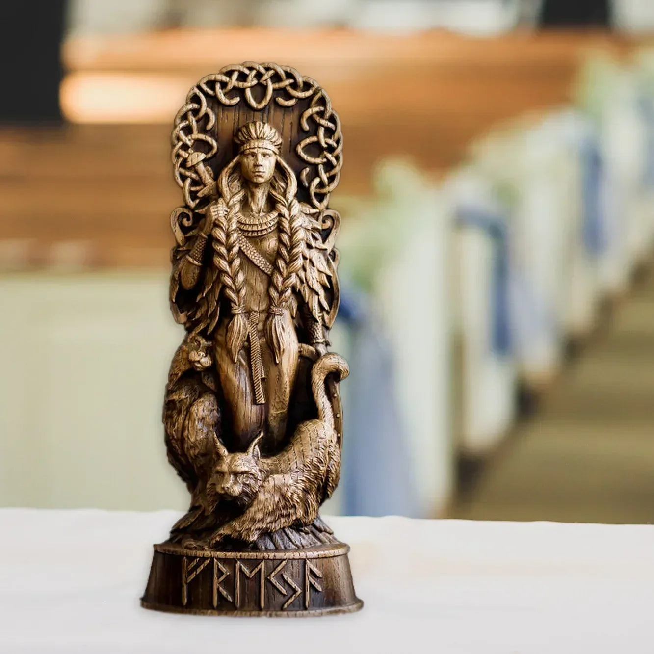 Nordic Gods Resin Figurine - Freya & Sol Viking God Sculpture Scandinavian Statue for Home Living Room Decor