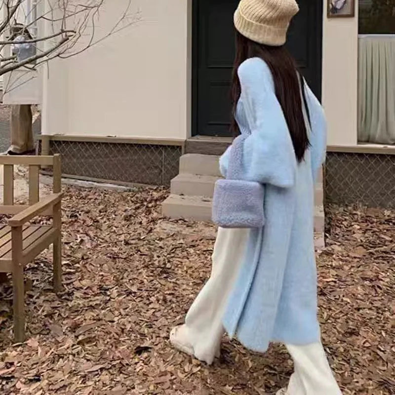 2024 Long Cardigan Women’s Knitted Sweater Jacket – Spring & Autumn Crochet, Loose Fit, Pockets, Winter Maxi Warm Jumper Coat