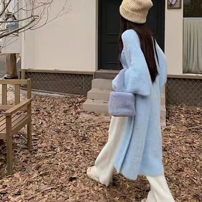 2024 Long Cardigan Women’s Knitted Sweater Jacket – Spring & Autumn Crochet, Loose Fit, Pockets, Winter Maxi Warm Jumper Coat