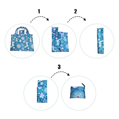 Large Reusable Shopping Storage Bags - Foldable Grocery & Beach Toy Tote Pouch with Shoulder Strap for Travel