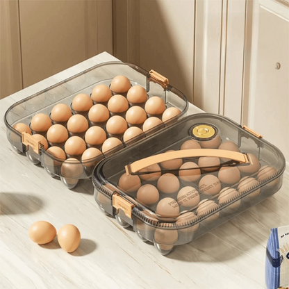 24 Grid Transparent Egg Storage Box - Food Grade Refrigerator Container with Lid for Space Saving Fresh Egg Organization
