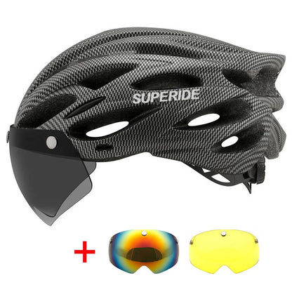 SUPERIDE Ultralight Cycling Helmet - In-Mold Road & MTB Bike Helmet with Magnetic Goggles & Sun Visor for Men & Women