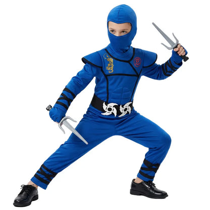 Kids Ninja Costume - Masked Warrior Anime Roleplay Outfit for Boys & Girls, Halloween Party Dress-Up Costume