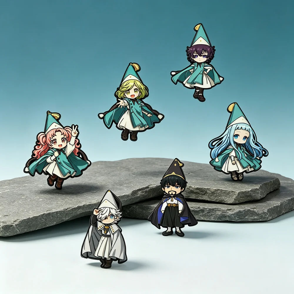 6PCS Witch Hat Atelier Enamel Pins - Coco, Agott, Olruggio and Richeh Anime Chibi Brooch Set