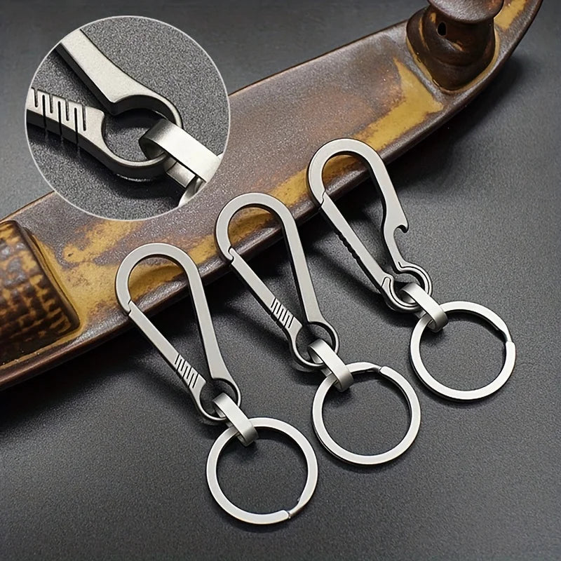 Titanium Carabiner Keychain – Hook Key Ring with Bottle Opener for Camping, Hiking & Outdoor Travel