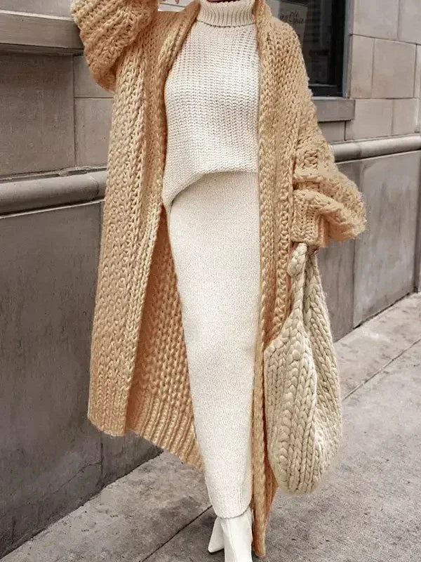 Loose Knitted Cardigan for Women 2025 – Autumn & Winter Streetwear, Spring Elegant Long Outerwear, Maxi Y2K Sweater Long Coat, Soft Jackets