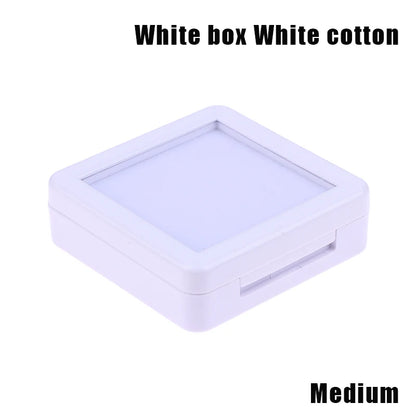 Transparent Glass Lid Gem Storage Box – Jewelry Display Case for Diamonds, Gemstones & Pendants Holder Container