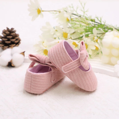 Adorable Bowknot Mary Jane Baby Girl Shoes — Lightweight Non-Slip Soft Sole for Indoor & Outdoor Walking