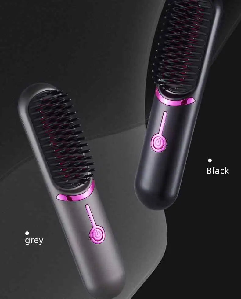Cordless Mini Hair Straightening Brush – Portable Ionic Hot Comb for Women