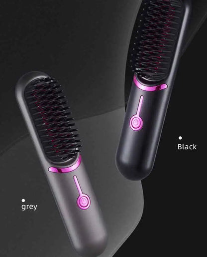 Cordless Mini Hair Straightening Brush – Portable Ionic Hot Comb for Women