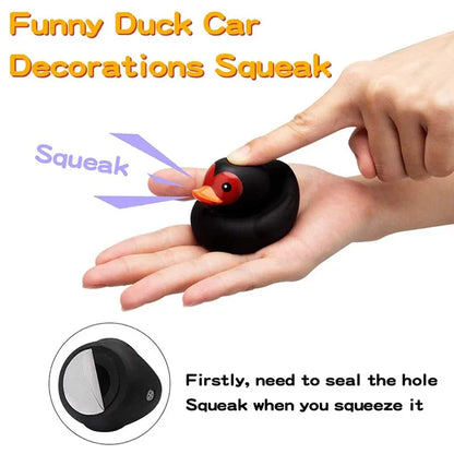 Cool Rubber Duck Car Ornament - Yellow Duck with Glasses, Propeller Helmet, and Gold Chain for Dashboard Decoration