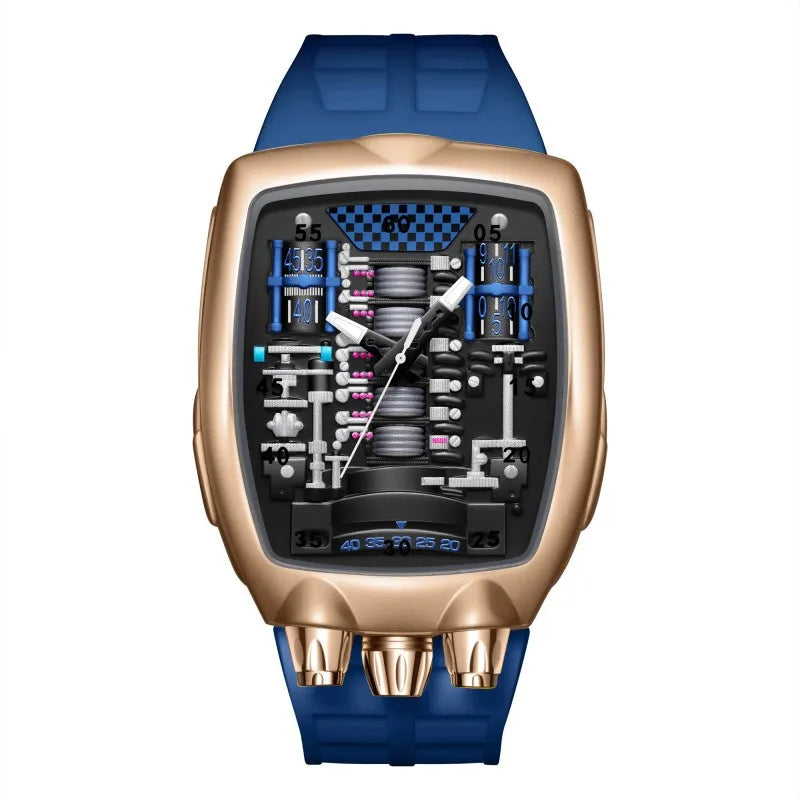 Alien Y2K Transparent Quartz Watch - Creative Hollow Case Design Fashion Men's Wristwatch with Unique Retro Style