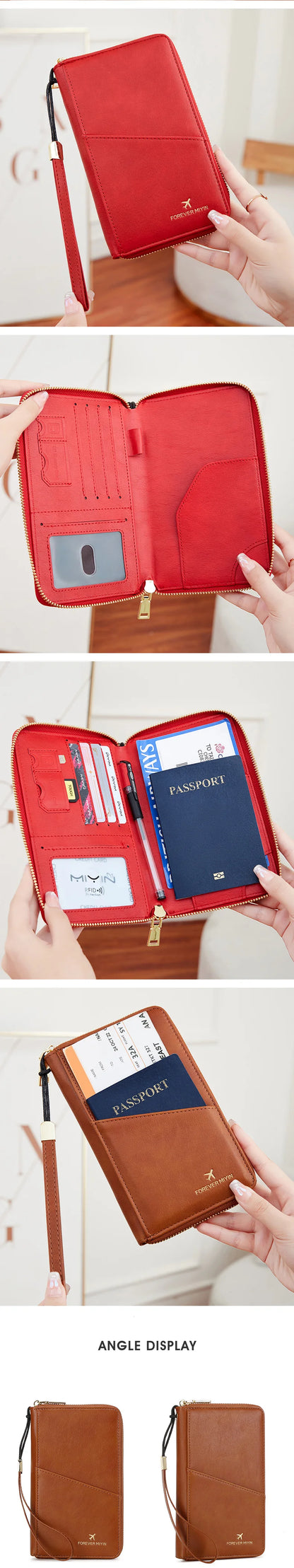 Fashionable RFID Passport Holder – PU Leather Front Pocket Wallet, Multifunctional Travel Accessories for Protection