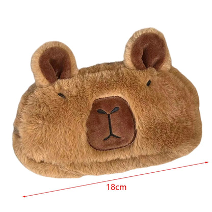 Cute Plush Capybara Pencil Storage Bag - Cartoon Animal Pen Case, Multifunctional Large Capacity Stationery Pouch